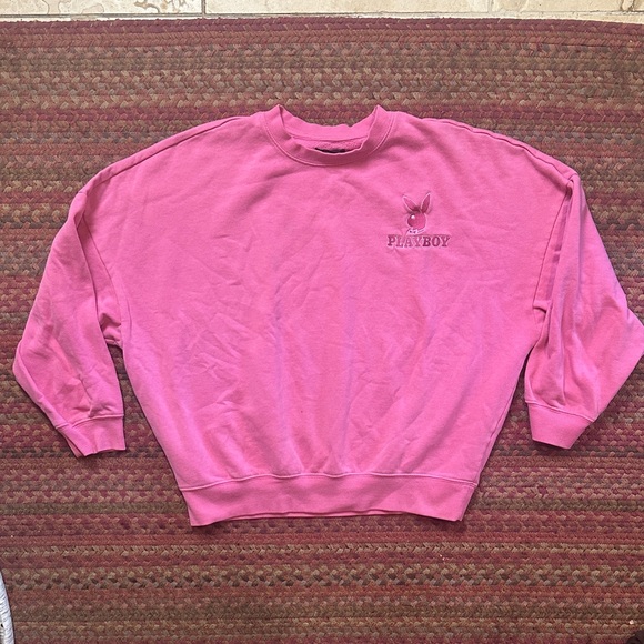 PLAYBOY PAC SUN PINK EMBROIDERED BUNNY SWEATSHIRT - Picture 1 of 5